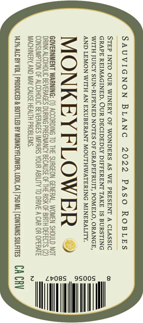 Monkeyflower 2022 Sauvignon Blanc Paso Robles, California - Image 3