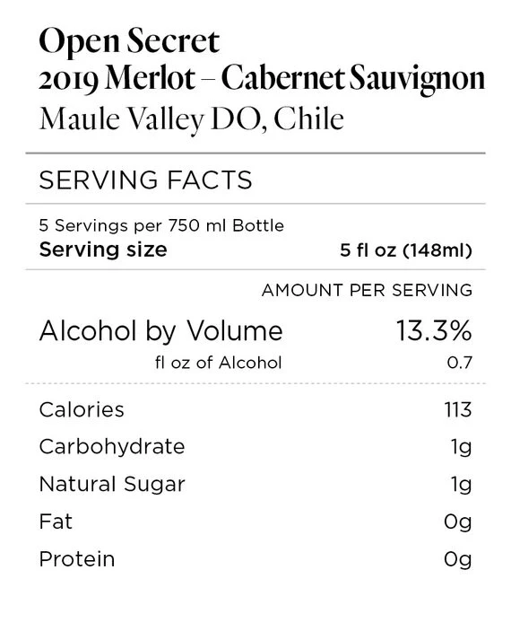 Open Secret 2019 Merlot – Cabernet – Carménère Maule Valley DO, Chile - Image 4