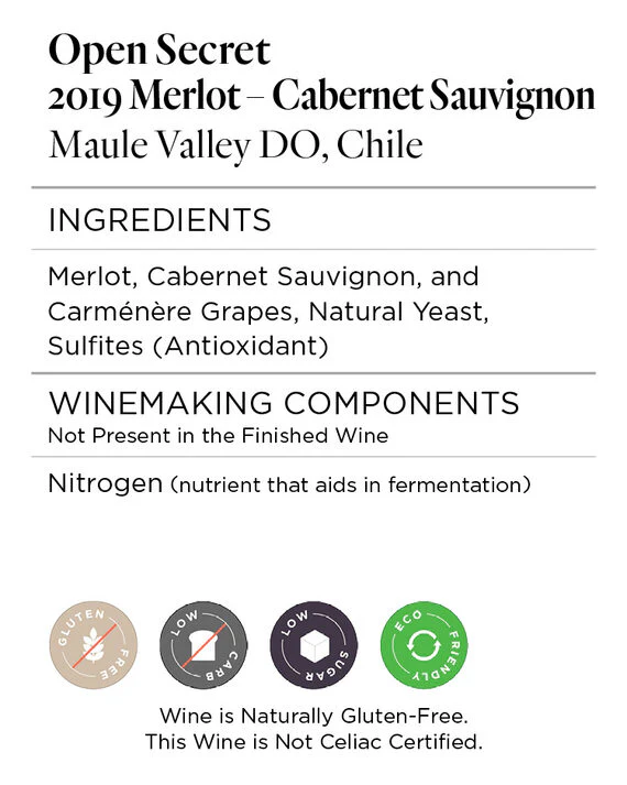 Open Secret 2019 Merlot – Cabernet – Carménère Maule Valley DO, Chile - Image 5