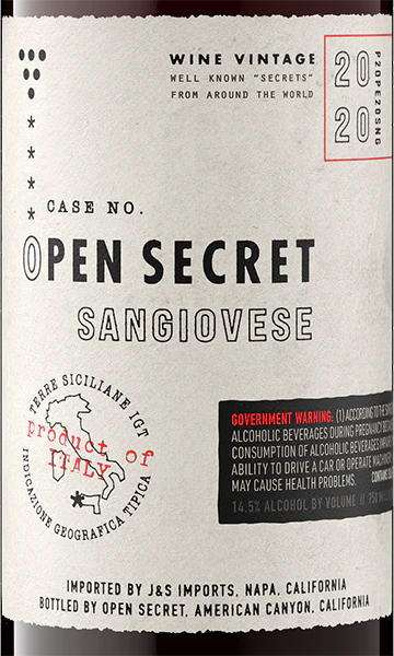 Open Secret 2020 Sangiovese Terre Siciliane IGT, Italy - Image 2