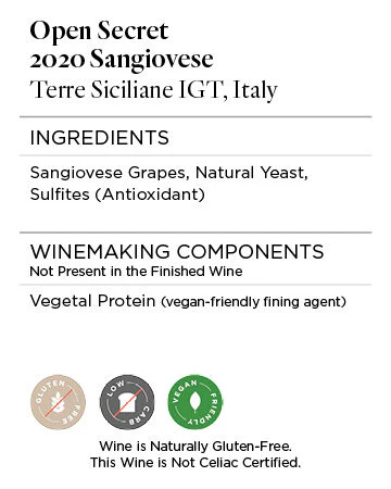 Open Secret 2020 Sangiovese Terre Siciliane IGT, Italy - Image 5