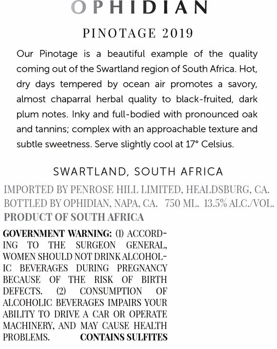 Ophidian 2019 Pinotage Swartland, South Africa - Image 6