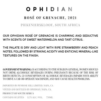 Ophidian 2021 Rosé of Grenache Piekenierskloof, South Africa - Image 3