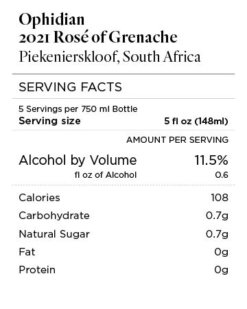 Ophidian 2021 Rosé of Grenache Piekenierskloof, South Africa - Image 4