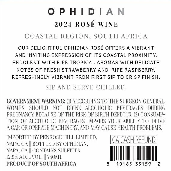 Ophidian 2024 Rosé Coastal Region, South Africa - Image 3