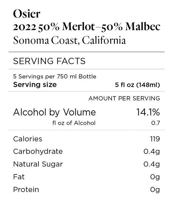 Osier 2022 Merlot – Malbec Sonoma Coast, California - Image 4