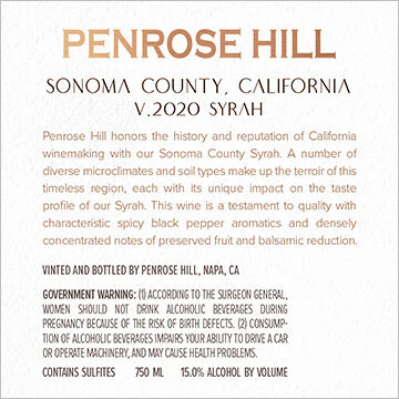 Penrose Hill 2020 Syrah Sonoma County, California - Image 4