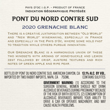 Pont du Nord Contre Sud 2020 Grenache Blanc Pays d'Oc IGP, France - Image 3