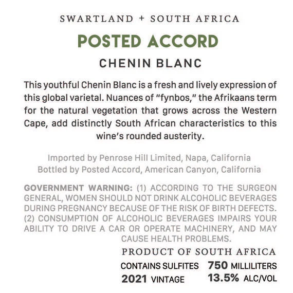 Posted Accord 2021 Chenin Blanc Swartland, South Africa - Image 3