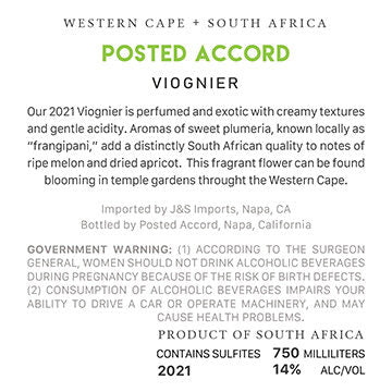 Posted Accord 2021 Viognier Western Cape, South Africa - Image 3