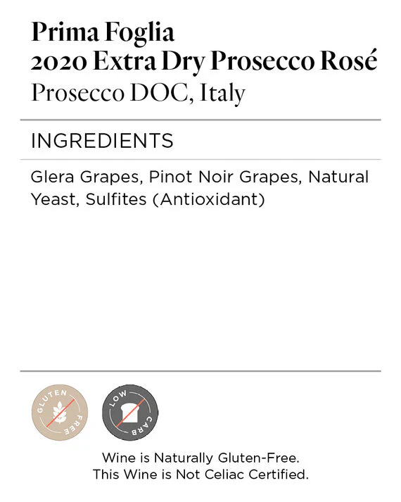 Prima Foglia 2020 Extra Dry Prosecco Rosé Prosecco DOC, Italy - Image 5