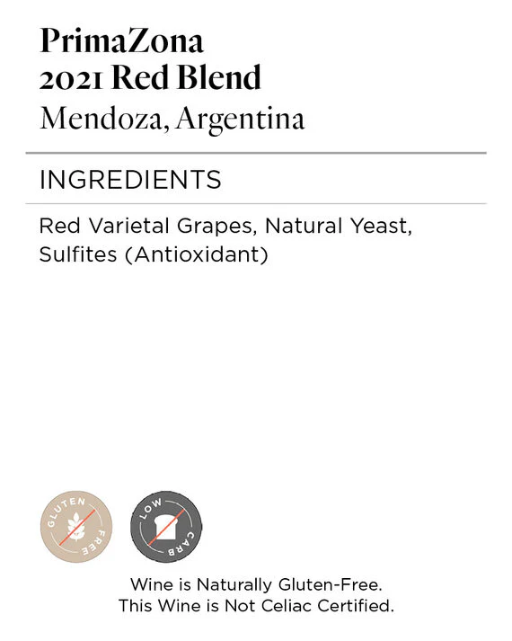 PrimaZona 2021 Red Blend Mendoza, Argentina - Image 5