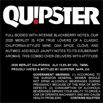 Quipster 2020 Merlot, California - Image 3