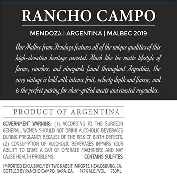 Rancho Campo 2019 Malbec Mendoza, Argentina - Image 3