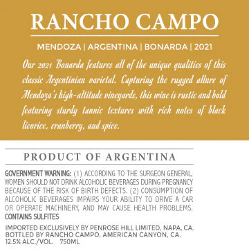 Rancho Campo 2021 Bonarda Mendoza, Argentina - Image 3
