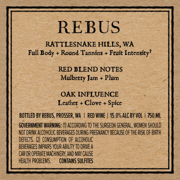 Rebus NV Red Blend Rattlesnake Hills, Washington - Image 3