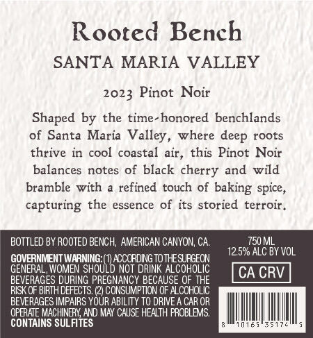 Rooted Bench 2023 Pinot Noir Santa Maria Valley, California - Image 3