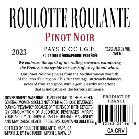 Roulotte Roulante 2023 Pinot Noir Pays d'Oc IGP, France - Image 3