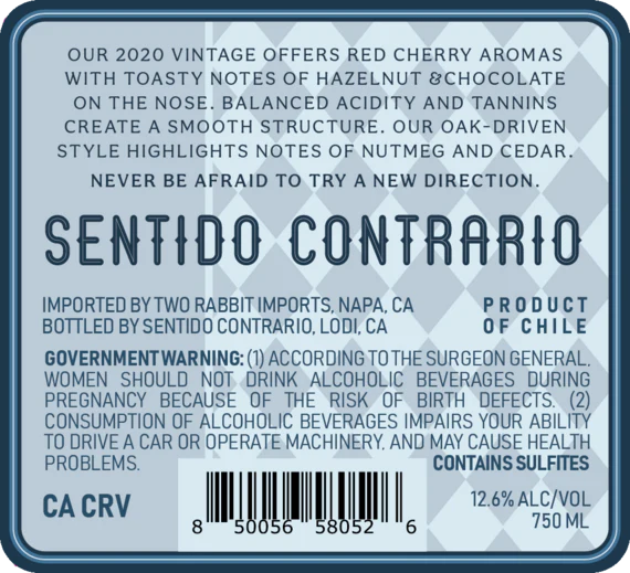 Sentido Contrario 2020 Pinot Noir Maule Valley DO, Chile - Image 3