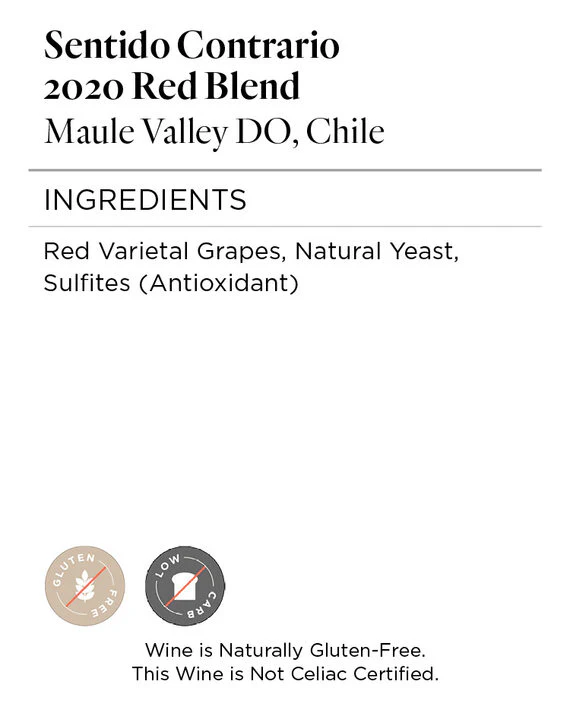 Sentido Contrario 2020 Red Blend Maule Valley DO, Chile - Image 5