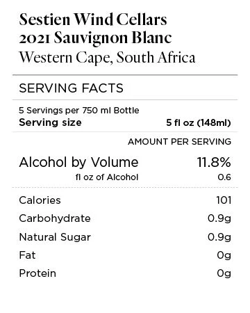 Sestien Wind Cellars 2021 Sauvignon Blanc Western Cape, South Africa - Image 5