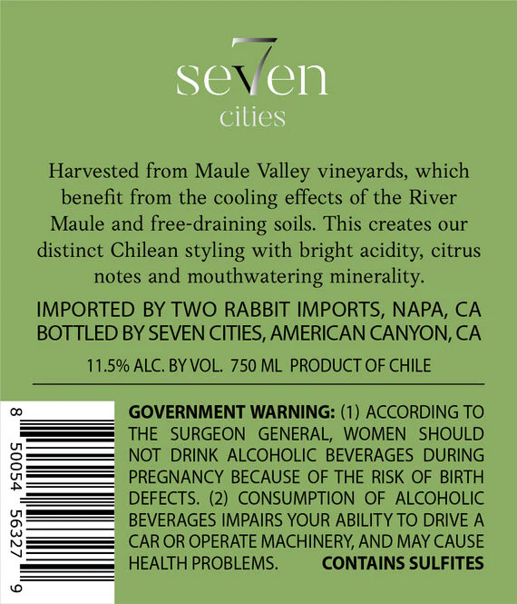 Seven Cities 2021 Sauvignon Blanc Maule Valley DO, Chile - Image 3