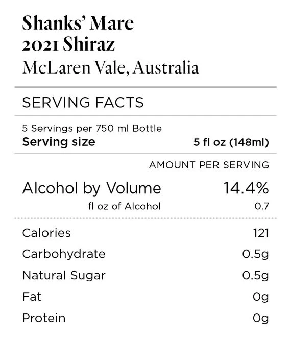 Shanks' Mare 2021 Shiraz McLaren Vale, Australia - Image 4