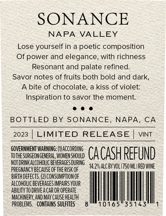 Sonance 2023 Red Blend Napa Valley, California - Image 3
