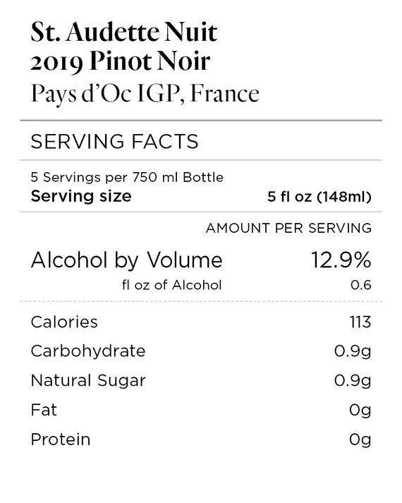 St. Audette Nuit 2019 Pinot Noir Pays d'Oc IGP, France - Image 5