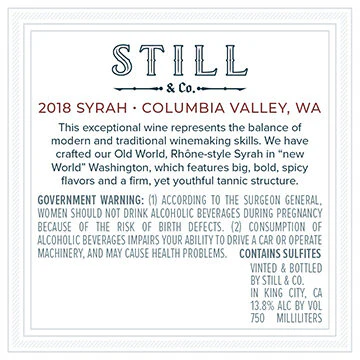 Still & Co. 2018 Syrah Columbia Valley, Washington - Image 3
