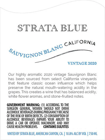 Strata Blue 2020 Sauvignon Blanc California - Image 3