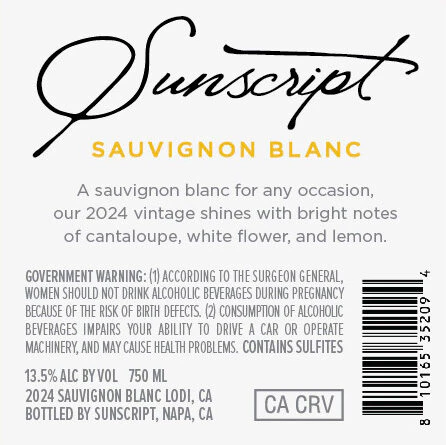 Sunscript 2024 Sauvignon Blanc Lodi, California - Image 3
