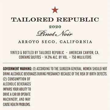 Tailored Republic 2020 Pinot Noir Arroyo Seco, California - Image 3