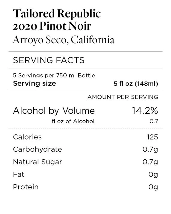 Tailored Republic 2020 Pinot Noir Arroyo Seco, California - Image 4