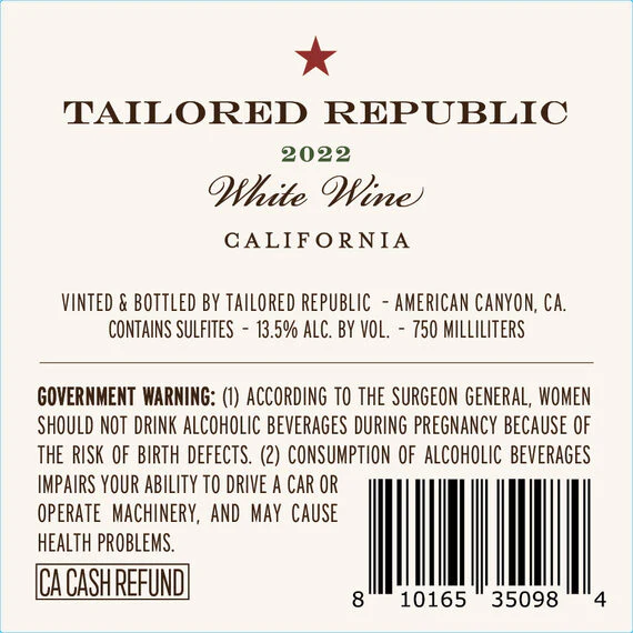 Tailored Republic 2022 White Blend, California - Image 3