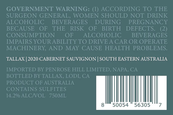Tallax 2020 Cabernet Sauvignon South Eastern Australia, Australia - Image 3
