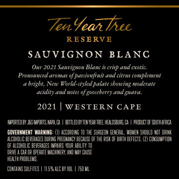Ten Year Tree 2021 Sauvignon Blanc Western Cape, South Africa - Image 3