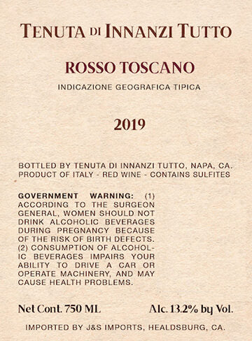 Tenuta di Innanzi Tutto 2019 Super Tuscan Red Blend Toscana IGT, Italy - Image 3