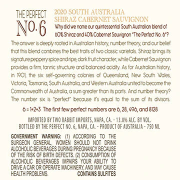 The Perfect No 6. 2020 Shiraz - Cabernet Sauvignon South Australia, Australia - Image 3