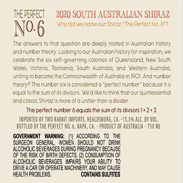 The Perfect No. 6 2020 Shiraz South Australia - Image 3