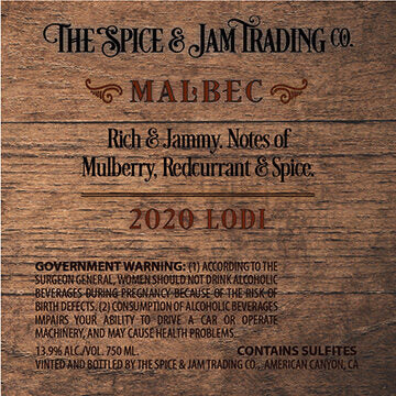 The Spice & Jam Trading Co. 2020 Malbec Lodi, California - Image 3
