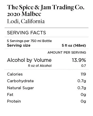 The Spice & Jam Trading Co. 2020 Malbec Lodi, California - Image 4