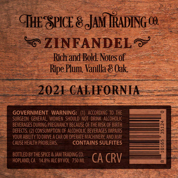 The Spice & Jam Trading Co. 2021 Zinfandel, California - Image 3