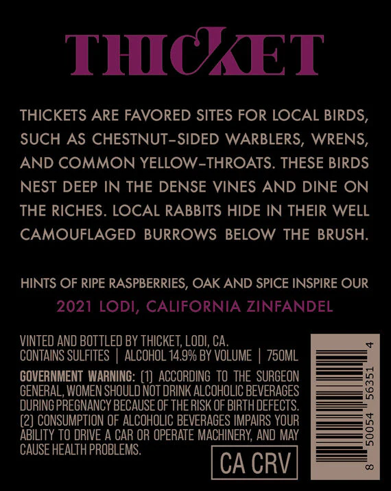 Thicket 2021 Zinfandel Lodi, California - Image 3