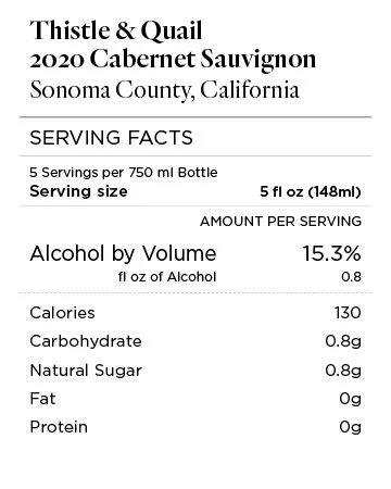 Thistle & Quail 2020 Cabernet Sauvignon Sonoma County, California - Image 4