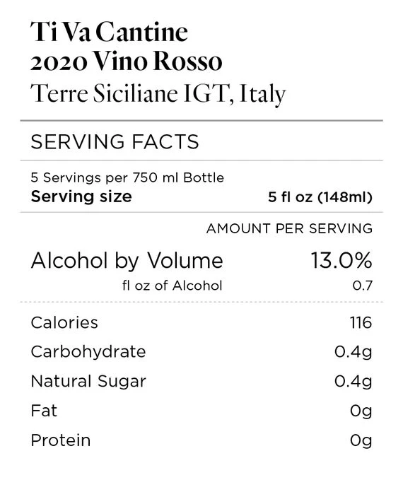 Ti Va Cantine 2020 Vino Rosso Terre Siciliane IGT, Italy - Image 4