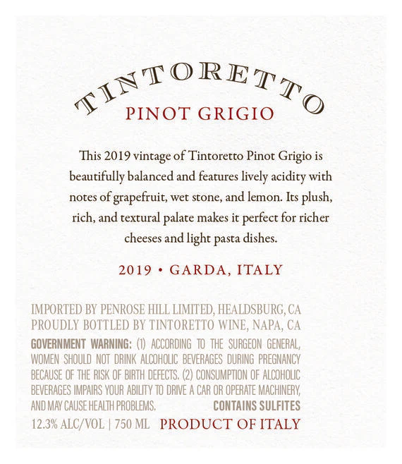 Tintoretto 2019 Pinot Grigio Garda DOC, Italy - Image 9