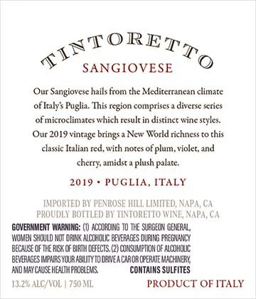 Tintoretto 2019 Sangiovese Puglia IGT, Italy - Image 3