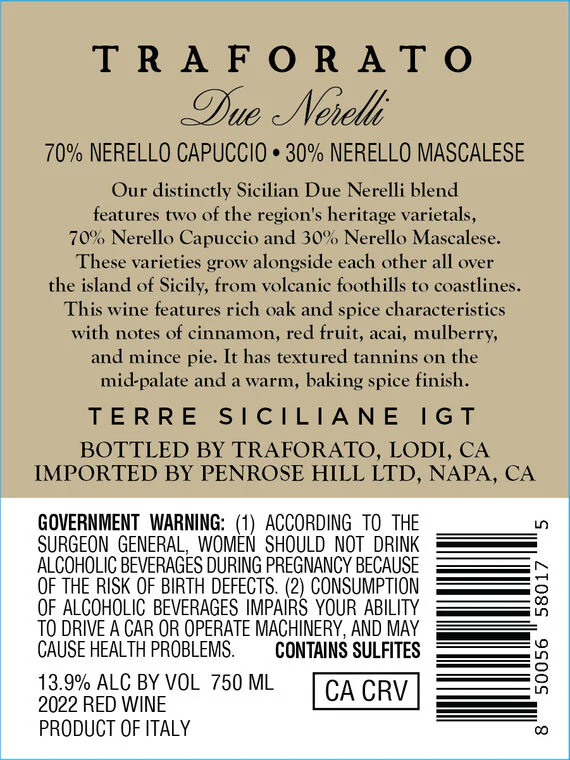 Traforato 2022 Nerello Capuccio – Nerello Mascalese Terre Siciliane IGT, Italy - Image 3