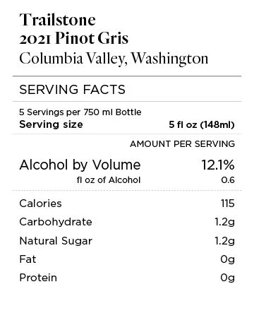 Trailstone 2021 Pinot Gris Columbia Valley, Washington - Image 4